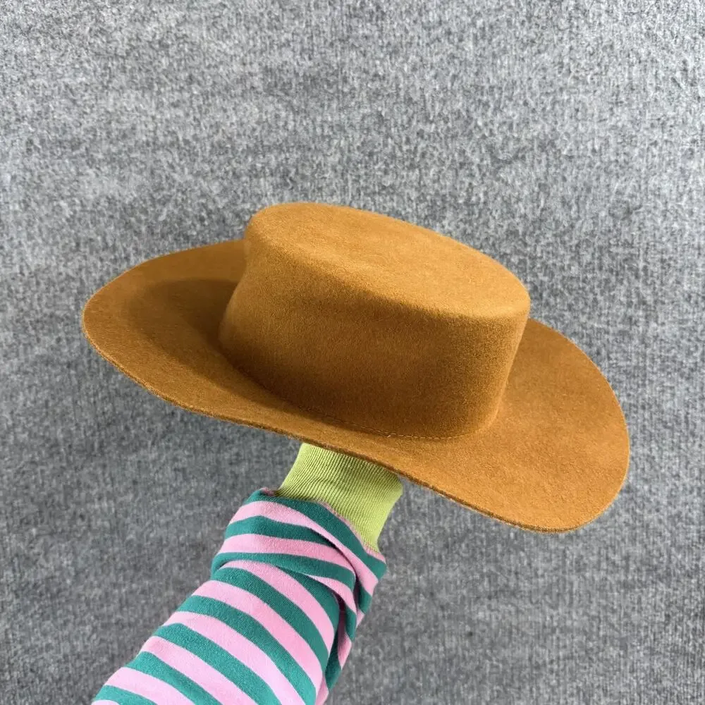 Gigi Pip Hat 57 S/M Dahlia Boater Hat Brown Australian Wool Western Rancher